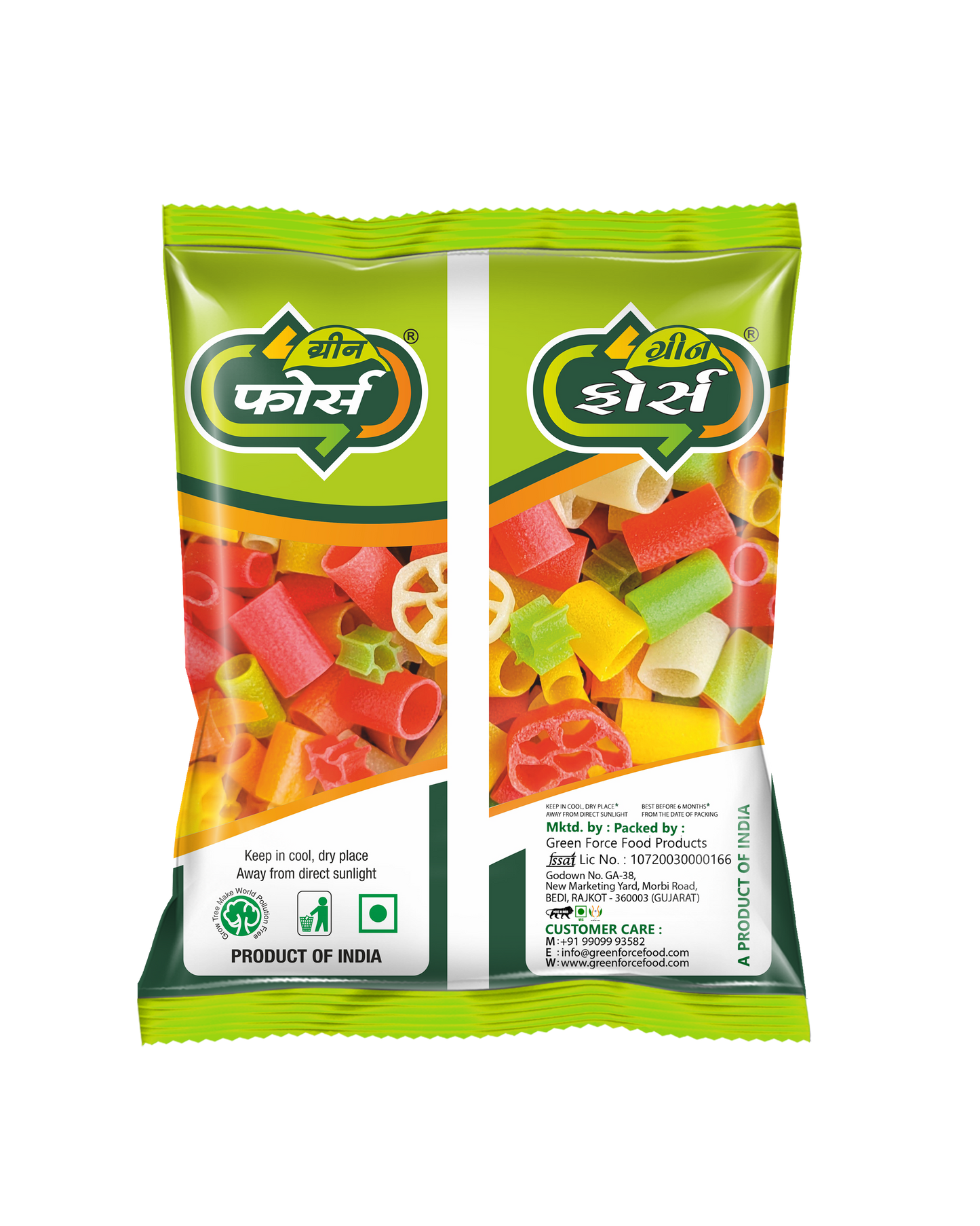 Fryums Colour Mix (પાઈપ કલર મિક્ષ) - Fun Snack in Every Shape & Shade - Green Force Food Products