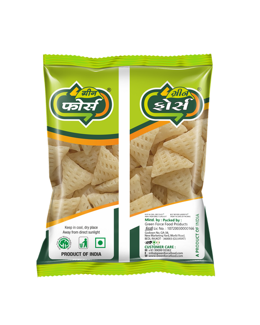 Fryums Triangle (ફ્રાયમ્સ સમોસા) - Light & Crispy Bites - Green Force Food Products